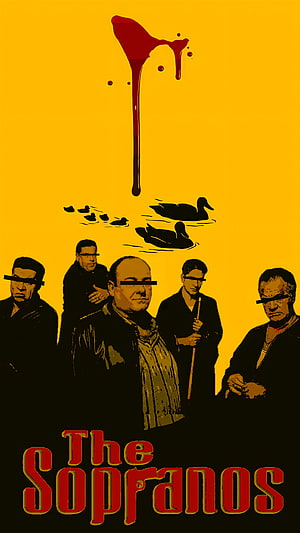 The Sopranos Stylized Poster With Ducks And Blood On Yellow Background HD phone wallpaper