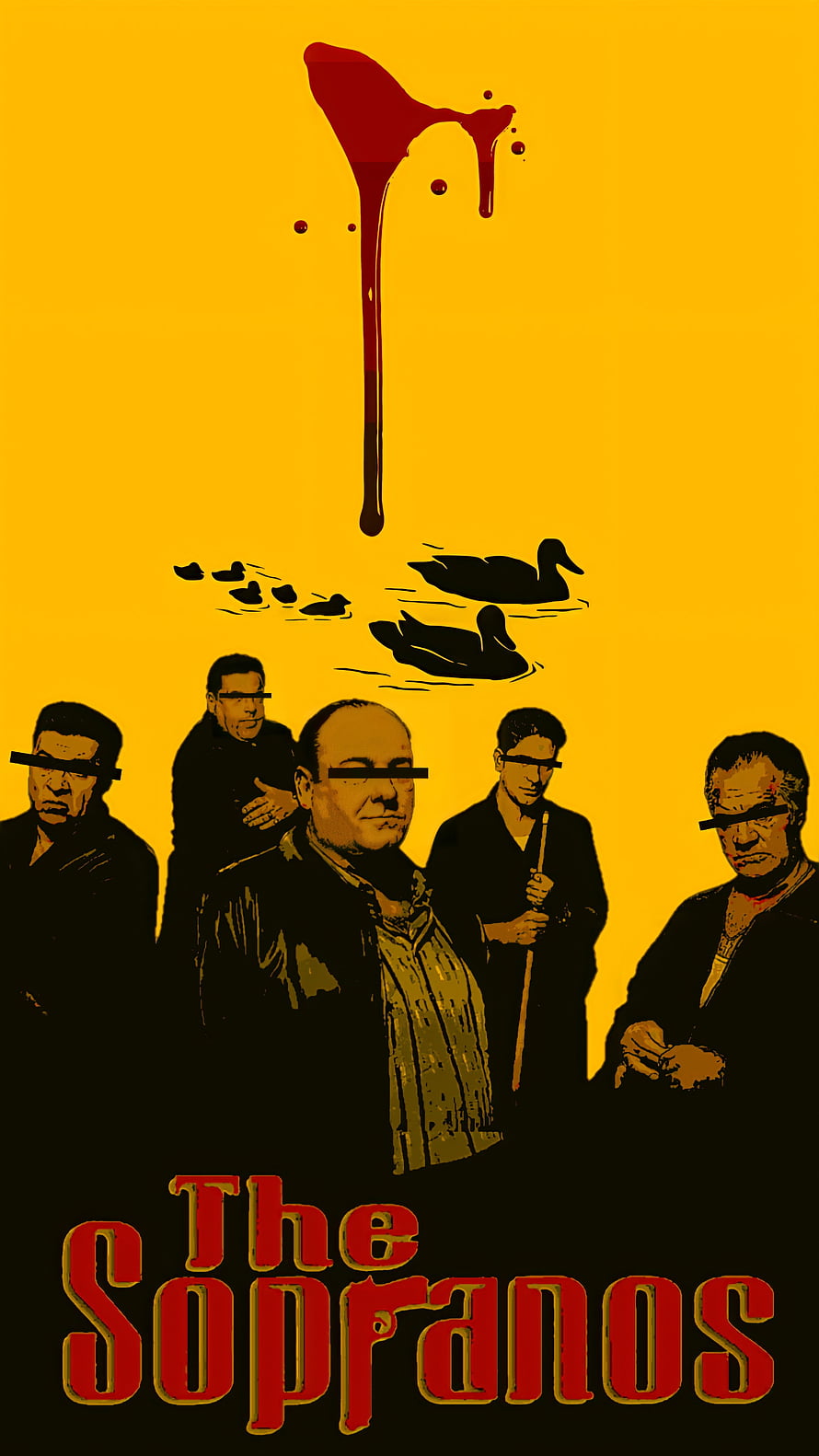 The Sopranos Stylized Poster With Ducks And Blood On Yellow Background HD phone wallpaper