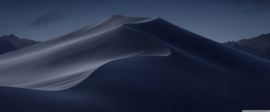 macOS Mojave Night Ultra Dark Blue Abstract Sand Dune Landscape Wallpaper HD wallpaper