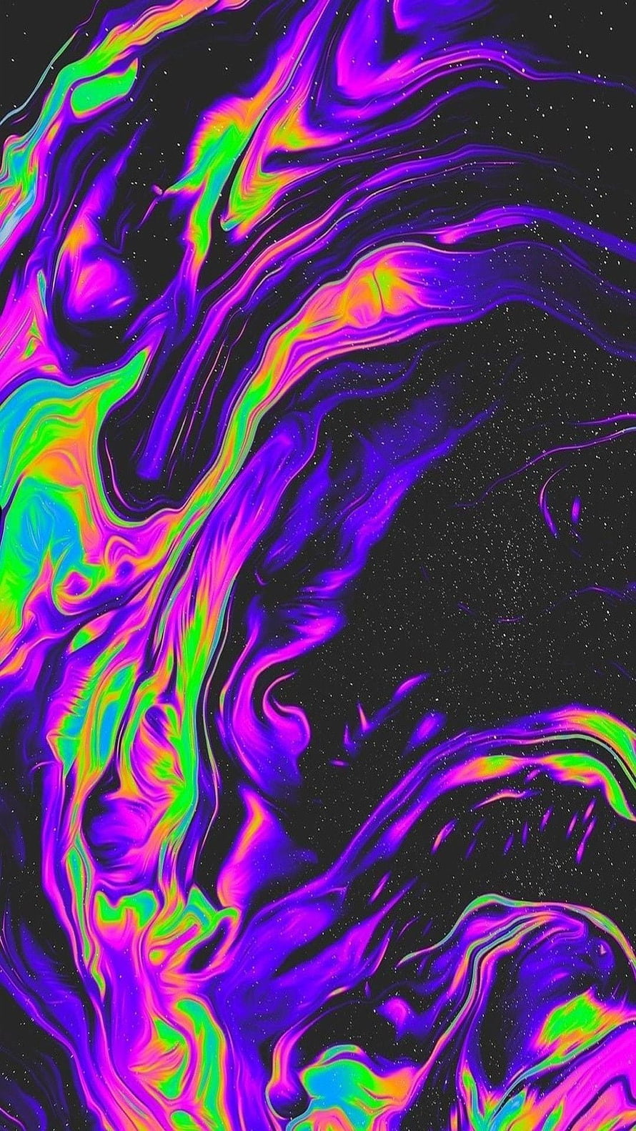 Vibrant Neon Liquid Swirl Abstract Wallpaper with Psychedelic Gradient Colors on Black Background HD phone wallpaper
