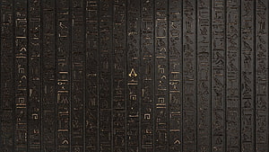 Ancient Egyptian Hieroglyphic Carvings on Dark Stone Wall Texture HD wallpaper