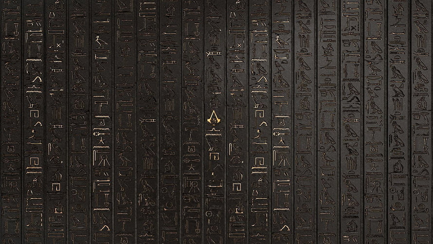 Ancient Egyptian Hieroglyphic Carvings on Dark Stone Wall Texture HD wallpaper
