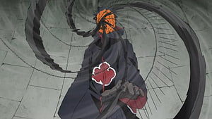 Obito Uchiha in Akatsuki Cloak Wielding Kamui Chakra in Naruto Anime HD wallpaper