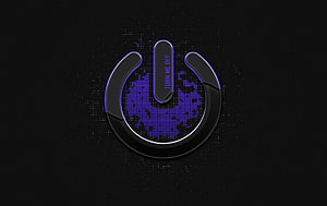 Glowing Power Button with Digital Map on Dark Background HD wallpaper