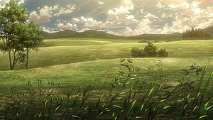 Attack on Titan Countryside Scenery with Rolling Hills and Wildflowers HD wallpaper