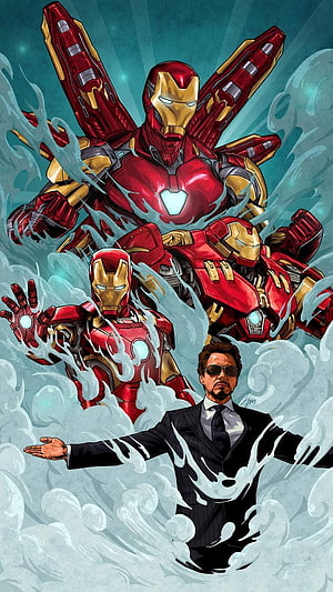 Tony Stark and Iron Man Armor Evolution Comic Art, Legend Tony Stark Iron Man HD phone wallpaper