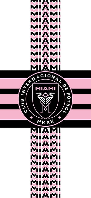 Inter Miami CF Official Club Crest with Pink and Black Geometric Chevron Pattern HD phone wallpaper