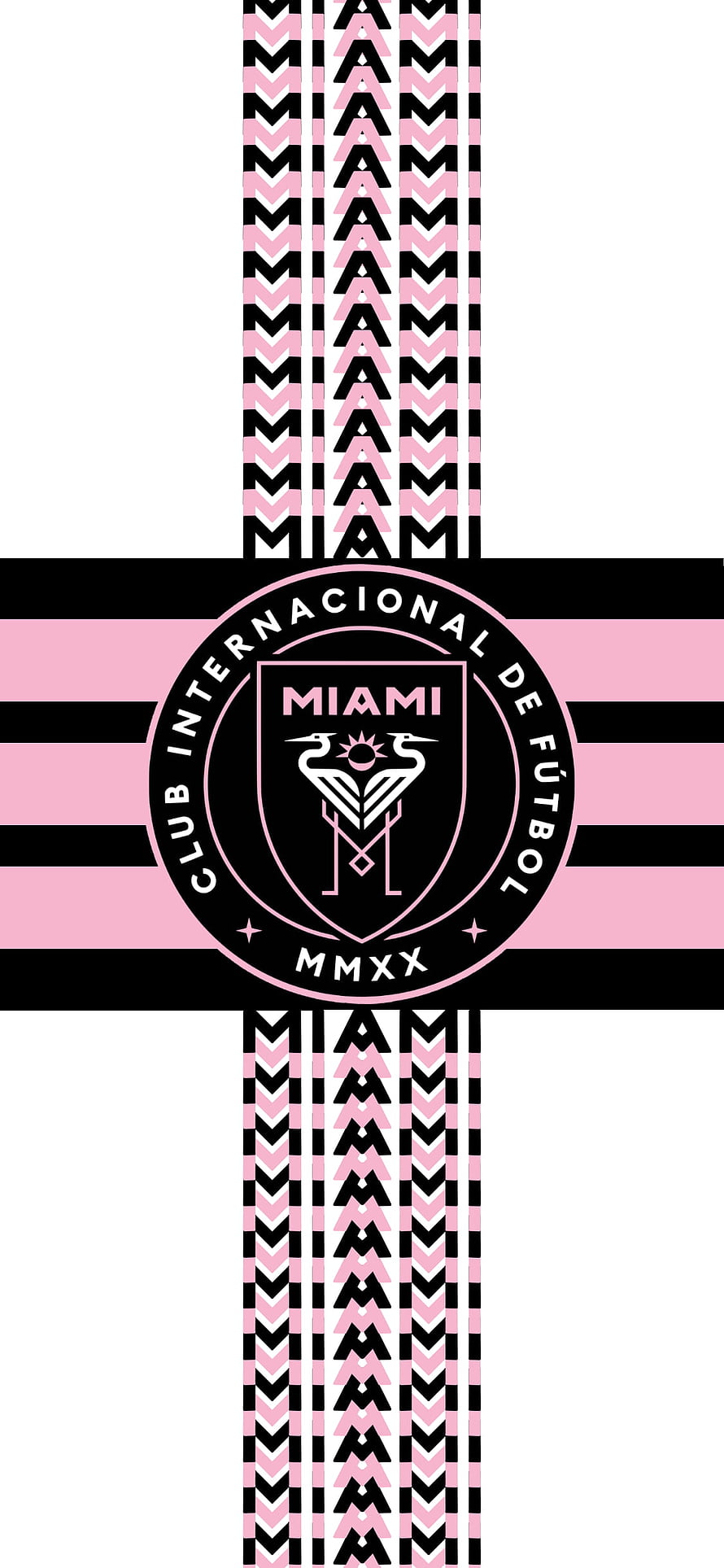 Inter Miami CF Official Club Crest with Pink and Black Geometric Chevron Pattern HD phone wallpaper