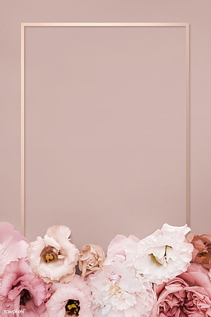 Elegant Blush Pink Floral Frame with Soft Roses and Eustoma Blooms HD phone wallpaper