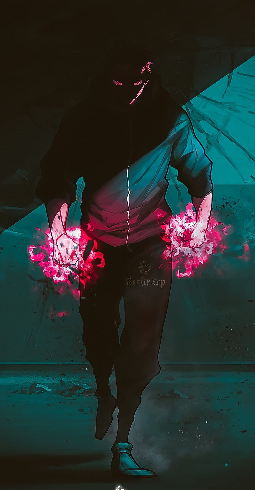 Jujutsu Kaisen Dark Anime Character with Glowing Pink Energy Hands HD phone wallpaper