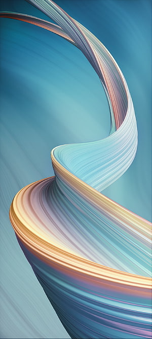 Oppo A92 Abstract Flowing Ribbon Wallpaper with Pastel Gradient Waves on Teal Background HD phone wallpaper