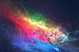 Vibrant Multi-Color Nebula Clouds and Star Field in Deep Space HD wallpaper