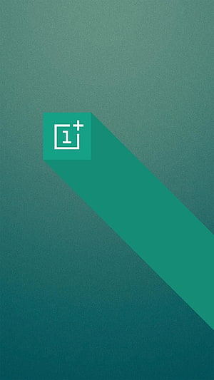 Minimalist OnePlus Logo Wallpaper with Long Shadow on Textured Teal Background HD phone wallpaper
