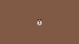 Minimalist Line Friends Bear Face Icon on Solid Brown Background HD wallpaper