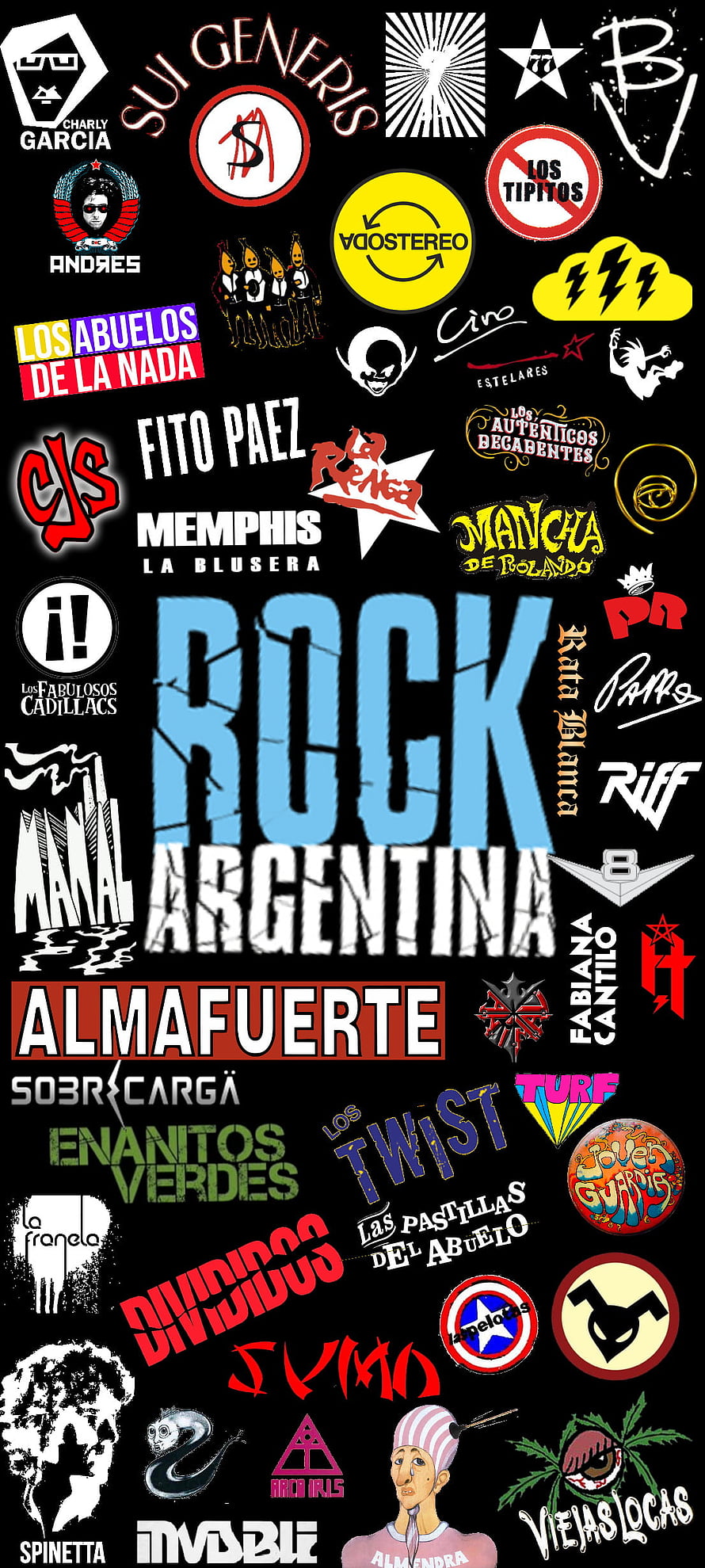 Rock Argentina Band Logos Collection Featuring Soda Stereo, Bersuit Vergarabat, and Divididos HD phone wallpaper