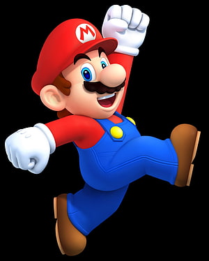 Super Mario Running Action Pose on Black Background HD phone wallpaper