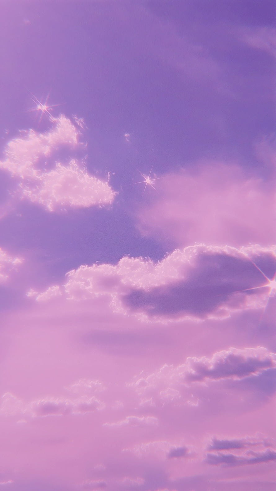 Dreamy Lavender Sky with Soft Pink Clouds and Starburst Lens Flares HD phone wallpaper