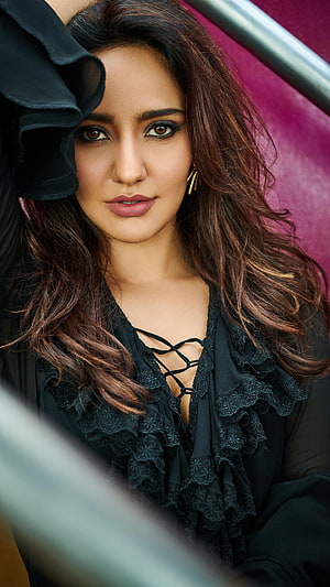 Neha Sharma Bollywood Actress Portrait in Black Lace Top HD phone wallpaper