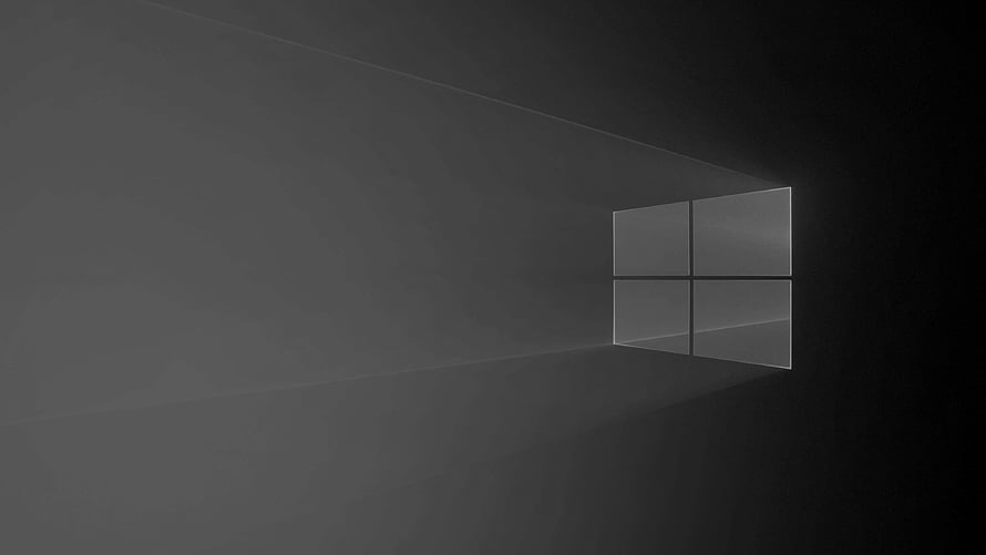 Minimalist Windows 10 Dark Mode Wallpaper with Glowing Four-Pane Window in Shadowy Room HD wallpaper