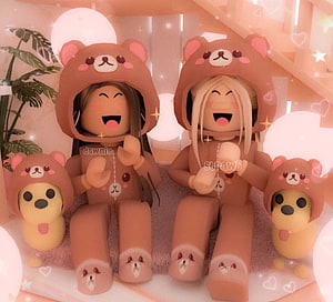 Roblox Aesthetic Friends in Cute Bear Hoodies with Kawaii Room Decor HD wallpaper