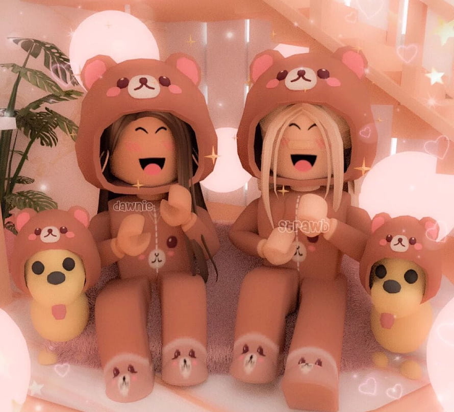 Roblox Aesthetic Friends in Cute Bear Hoodies with Kawaii Room Decor HD wallpaper
