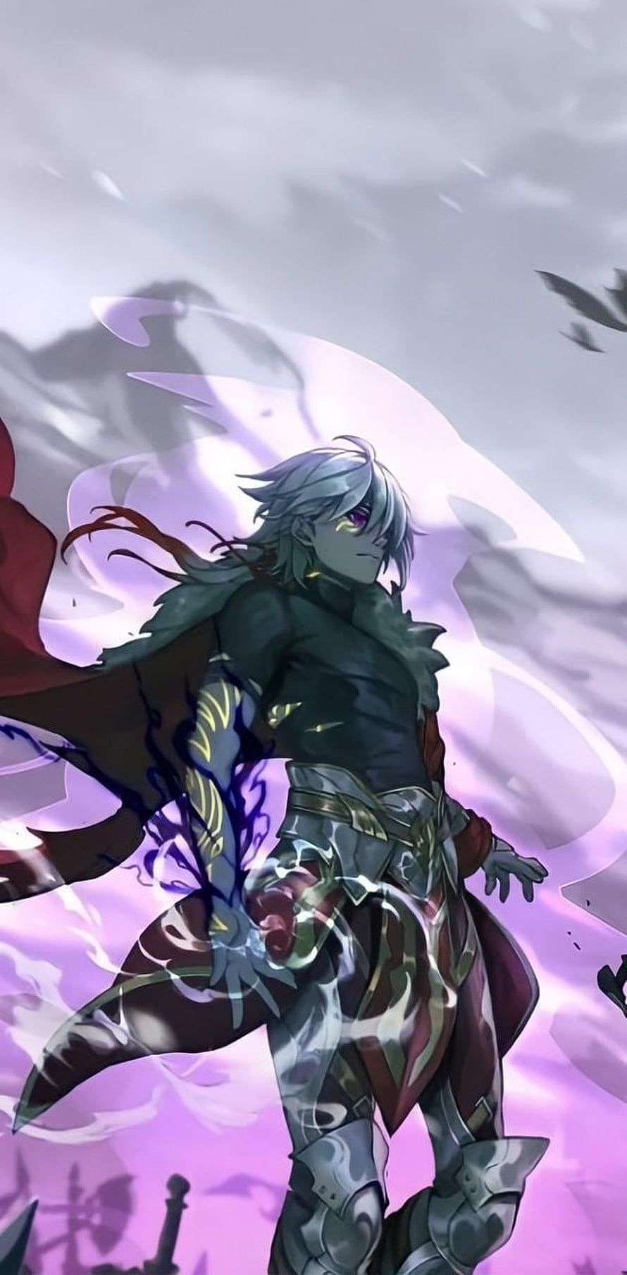 Arthur Leywin from The Beginning After The End in Dark Armor with Purple Energy HD phone wallpaper