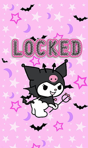 Kuromi Halloween Devil Costume Wallpaper with Pink Stars and Bats HD phone wallpaper