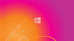 Windows 8.1 Pink Gradient Desktop Background with Abstract Curves and Logo HD wallpaper