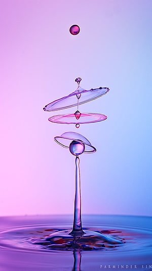 Abstract Water Drop Splash with Purple and Blue Gradient Background HD phone wallpaper