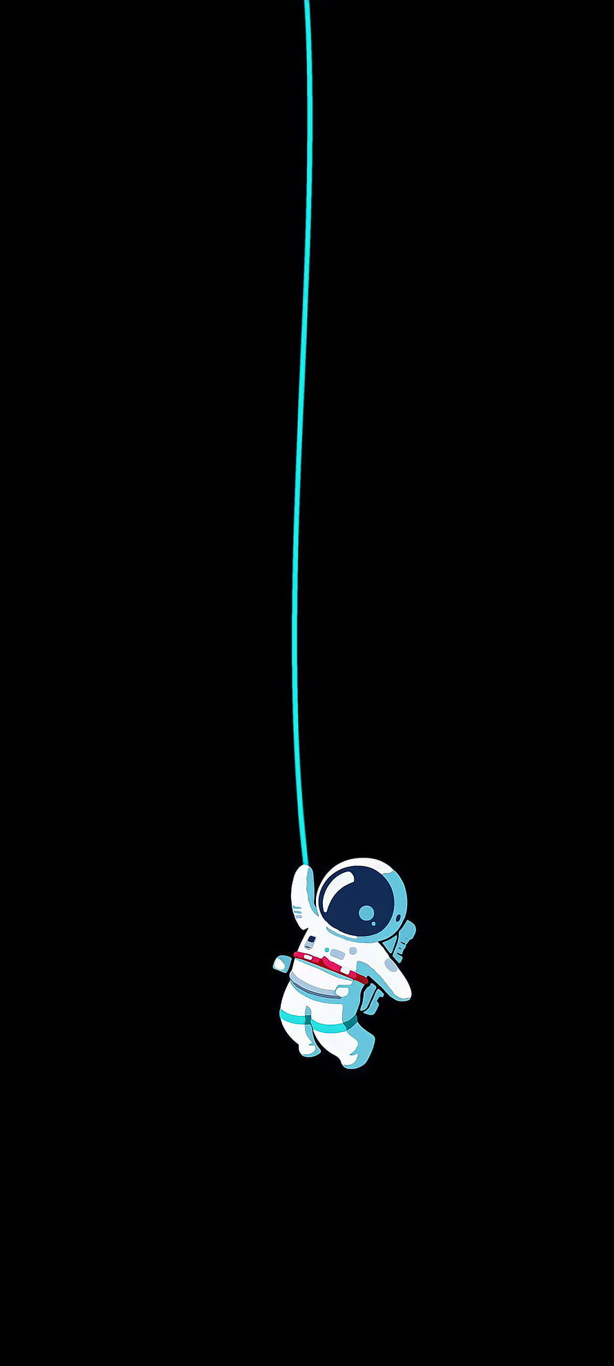 Cute Cartoon Astronaut Floating in Deep Space with Cyan Tether Line HD phone wallpaper