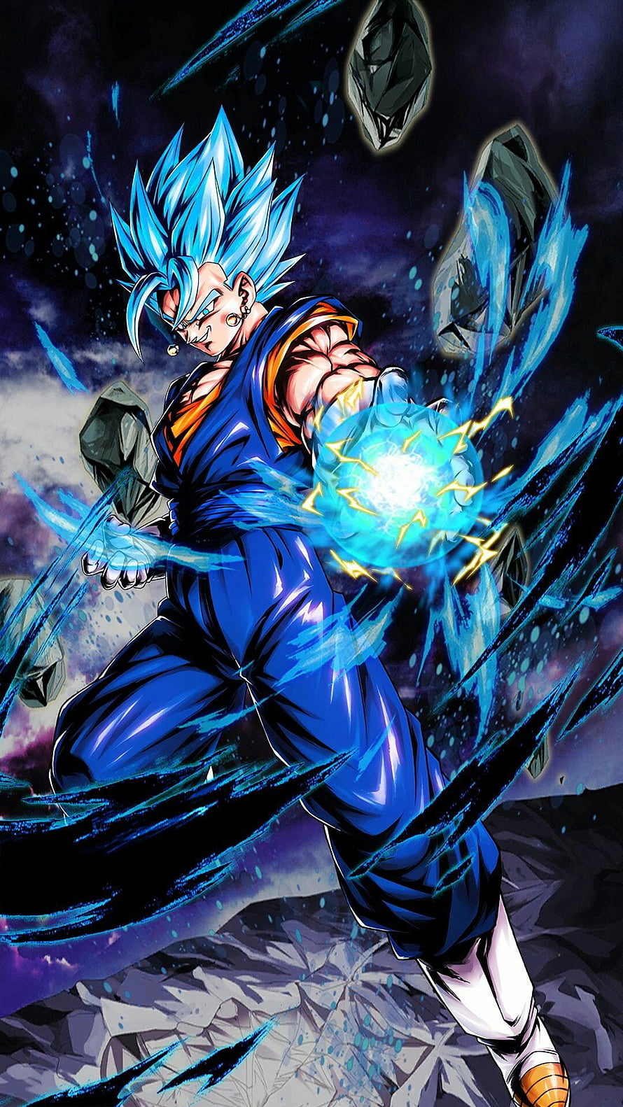 Vegetto Super Saiyan Blue Charging Kamehameha in Dragon Ball Super Anime Art HD phone wallpaper