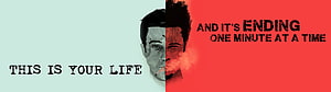 Split Face Portrait with Smoke and Motivational Life Quote on Dual Color Background HD wallpaper