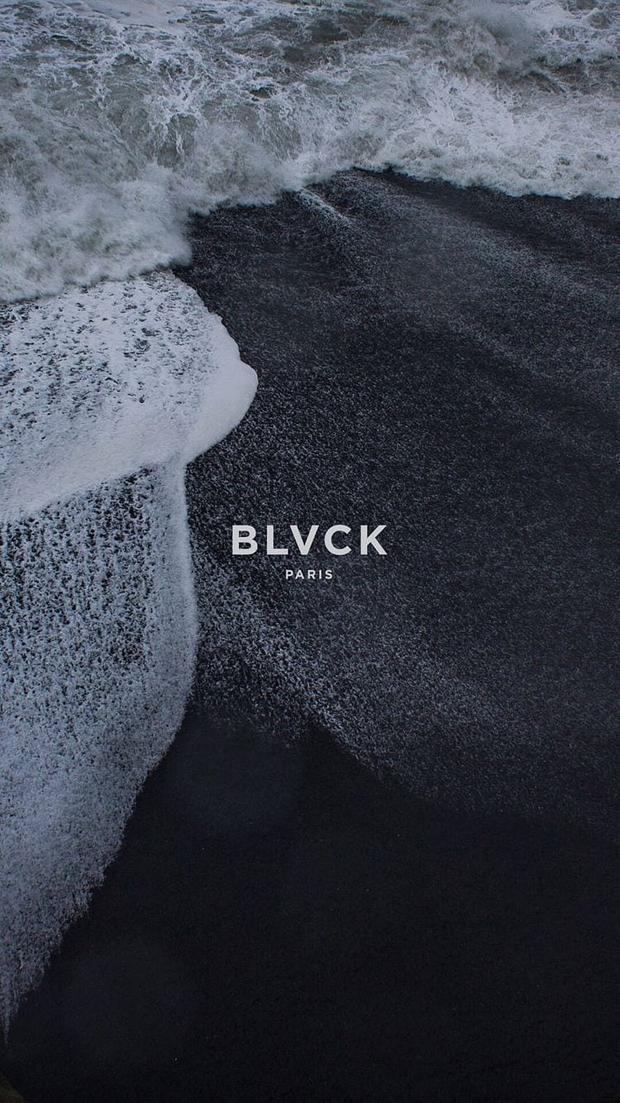 BLVCK Paris Black Sand Beach with White Ocean Foam and Dark Shoreline HD phone wallpaper