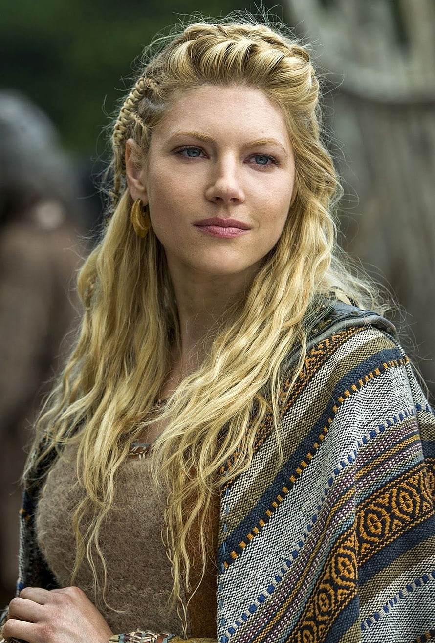 Katheryn Winnick as Lagertha in Viking Era Costume with Braided Blonde Hair HD phone wallpaper