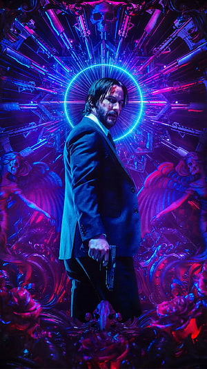 John Wick Chapter 3 Parabellum Neon Cyberpunk Poster Artwork HD phone wallpaper