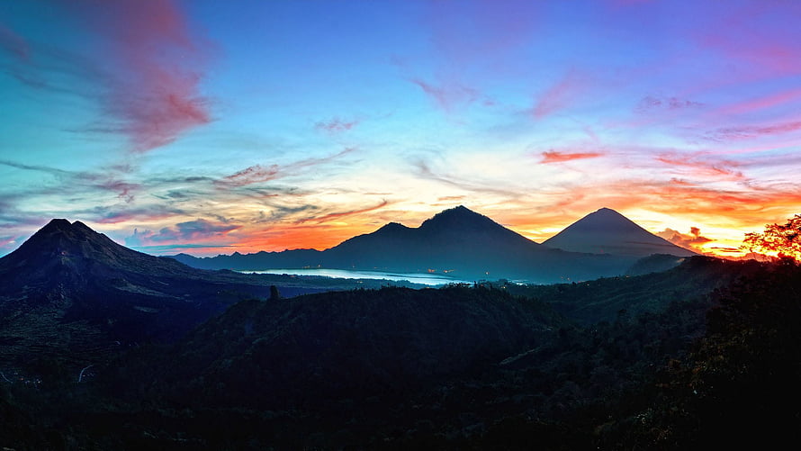 Kintamani Volcanic Landscape at Sunrise in Bali, Indonesia HD wallpaper