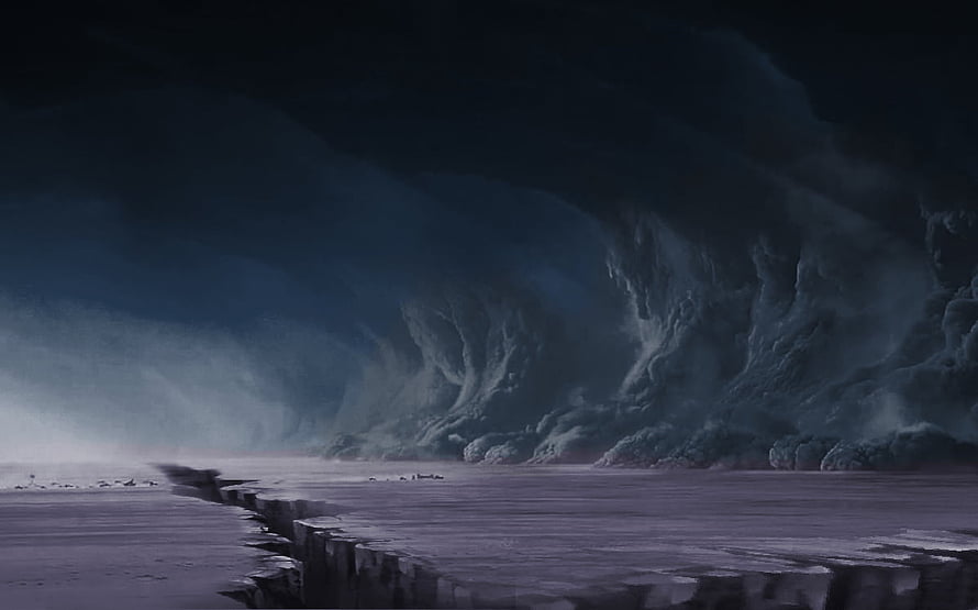 Highstorm Over Shattered Plains Fantasy Landscape from The Way of Kings HD wallpaper