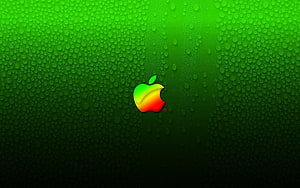 Apple Logo on Green Water Droplet Background HD wallpaper