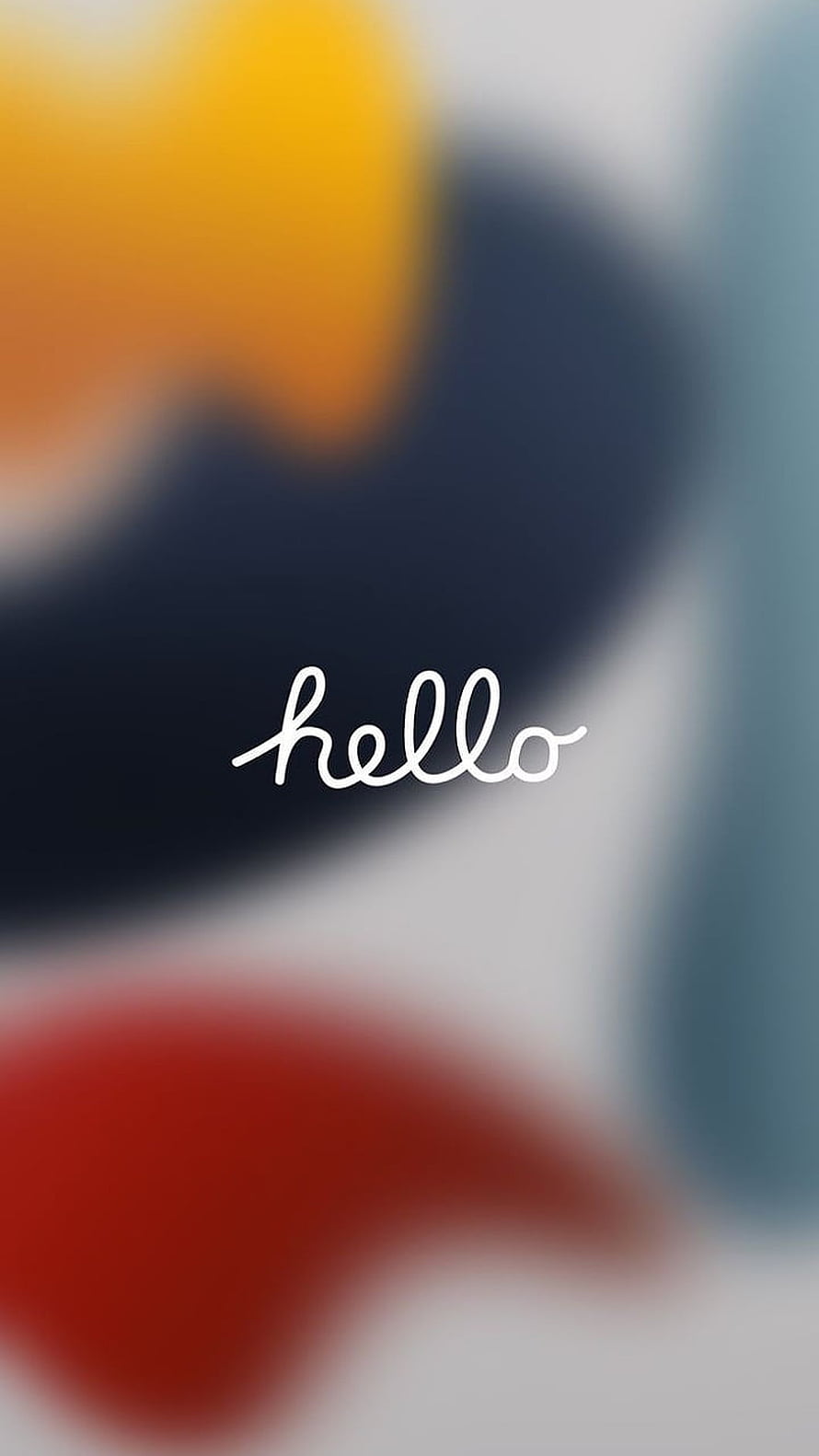 iOS 15 Hello Greeting Screen with Soft Blurred Colorful Background HD phone wallpaper