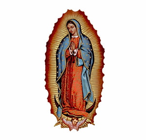Our Lady of Guadalupe Religious Icon with Blue Mantle and Golden Halo HD wallpaper