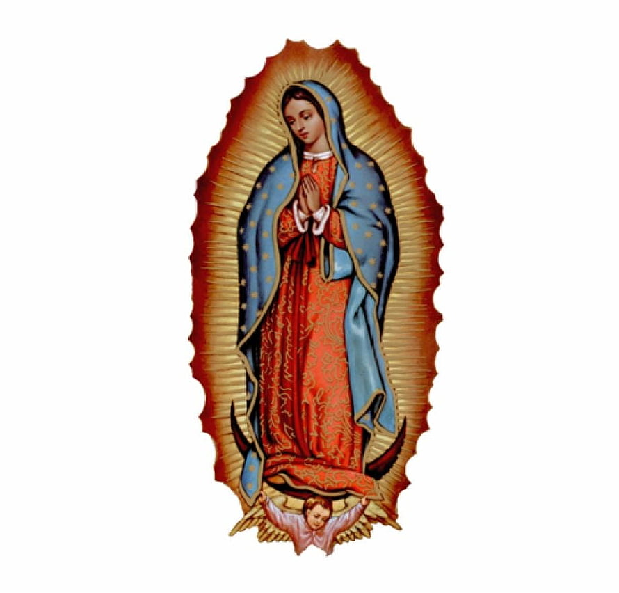 Our Lady of Guadalupe Religious Icon with Blue Mantle and Golden Halo HD wallpaper