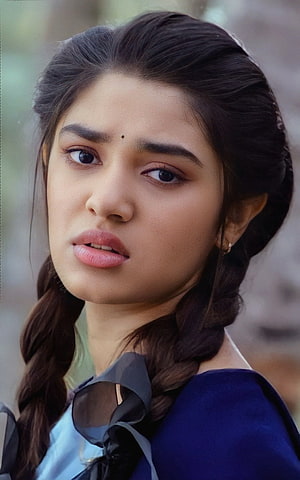 Krithi Shetty Portrait With Braided Hair And Blue Blazer HD phone wallpaper