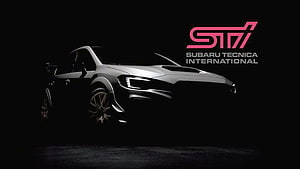Subaru WRX STI S209 Concept Car Silhouette with STI Logo on Black Background HD wallpaper