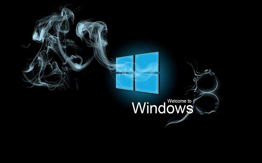 Windows 8 Blue Logo with Ethereal Smoke on Black Background HD wallpaper