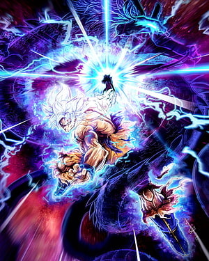 Goku Mui Anime Character Unleashing Powerful Energy Punch in Dynamic Action Scene HD phone wallpaper
