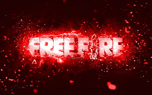 Garena Free Fire Glowing Red Logo with Electric Sparks and Ember Particles HD wallpaper