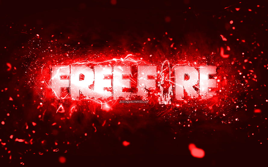 Garena Free Fire Glowing Red Logo with Electric Sparks and Ember Particles HD wallpaper