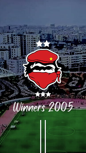 Wydad AC Champions 2005 Logo Over Stadium Cityscape HD phone wallpaper