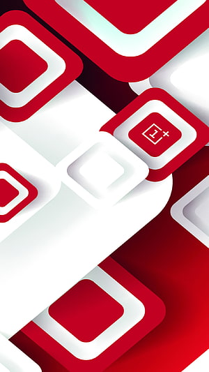 OnePlus Logo Abstract Geometric Wallpaper in Red and White HD phone wallpaper