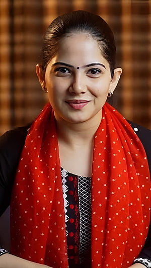 Jaya Kishori Portrait Wearing Red Polka Dot Dupatta and Black Ethnic Wear HD phone wallpaper